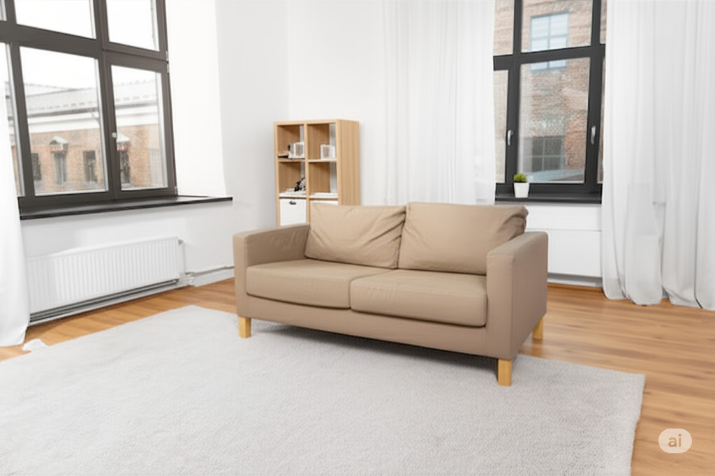 Modern living room after AI decluttering